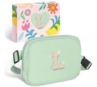 COSHAYSOO Marsupio a vita piccola con toppa con lettera iniziale, cinturino regolabile per donne, adolescenti, ragazze, corsa, viaggi, palestra, escursionismo, mini borsa a tracolla da viaggio, borsa