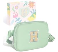 COSHAYSOO Marsupio a vita piccola con toppa con lettera iniziale, cinturino regolabile per donne, adolescenti, ragazze, corsa, viaggi, palestra, escursionismo, mini borsa a tracolla da viaggio, borsa