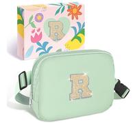 COSHAYSOO Marsupio a vita piccola con toppa con lettera iniziale, cinturino regolabile per donne, adolescenti, ragazze, corsa, viaggi, palestra, escursionismo, mini borsa a tracolla da viaggio, borsa