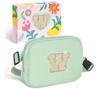 COSHAYSOO Marsupio a vita piccola con toppa con lettera iniziale, cinturino regolabile per donne, adolescenti, ragazze, corsa, viaggi, palestra, escursionismo, mini borsa a tracolla da viaggio, borsa