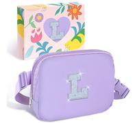 COSHAYSOO Marsupio a vita piccola con toppa con lettera iniziale, cinturino regolabile per donne, adolescenti, ragazze, corsa, viaggi, palestra, escursionismo, mini borsa a tracolla da viaggio, borsa
