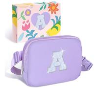 COSHAYSOO Marsupio a vita piccola con toppa con lettera iniziale, cinturino regolabile per donne, adolescenti, ragazze, corsa, viaggi, palestra, escursionismo, mini borsa a tracolla da viaggio, borsa