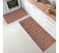 CosìCasa Set 2 Pezzi Tappeto Bamboo Cucina Eco-Sostenibile | Tappeto Cucina Antiscivolo Lavabile Ideale Come Passatoia Cucina o Tappeto Ingresso Interno: 50X75 + 50X140, Marrone
