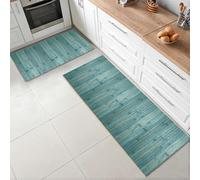 CosìCasa Set 2 Pezzi Tappeto Bamboo Cucina Eco-Sostenibile | Tappeto Cucina Antiscivolo Lavabile Ideale Come Passatoia Cucina o Tappeto Ingresso Interno: 50X75 + 50X180, Blu