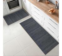 CosìCasa Set 2 Pezzi Tappeto Bamboo Cucina Eco-Sostenibile | Tappeto Cucina Antiscivolo Lavabile Ideale Come Passatoia Cucina o Tappeto Ingresso Interno: 50X75 + 50X140, Nero