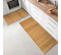 CosìCasa Set 2 Pezzi Tappeto Bamboo Cucina Eco-Sostenibile | Tappeto Cucina Antiscivolo Lavabile Ideale Come Passatoia Cucina o Tappeto Ingresso Interno: 50X75 + 50X180, Beige