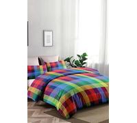 Cosìcasa: Set Copripiumino Una Piazza E Mezza Cotone Per Notti Serene | Completo Copripiumino Una Piazza E Mezza in Tessuto Traspirante, Ideale Per Un Sonno Rilassante E Colorato [Quadri]