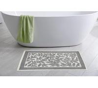 CosìCasa Set Tappeti Bagno 3 Pezzi in Cotone - Parure tappetini Bagno a Pelo Corto con Tappetino [50X80] e Girowater + Girobidet [40X50] - Lavabile Lavatrice | Fantasia Foglia Panna/Grigio