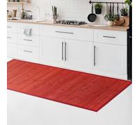 CosìCasa Tappeto Bamboo Cucina Antiscivolo | Passatoia Cucina Idrorepellente, Facile da Pulire e Realizzata con Materiali Sostenibili | Tappeto Bambu Tinta Unita (Rosso, 50x180 cm)