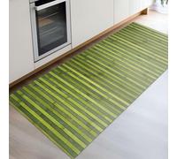 CosìCasa Tappeto Bamboo Cucina in Legno Eco-Sostenibile | Versatile Tappeto Cucina Antiscivolo Lavabile Perfetto Come Tappeto Bagno, Passatoia Cucina o Tappeto da Esterno [50X140 cm, Verde Bicolore]