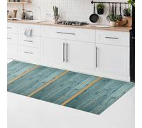 CosìCasa Tappeto Bamboo Cucina in Legno Naturale Eco-Sostenibile | Versatile Tappeto Cucina Antiscivolo Lavabile Perfetto Tappeto Bagno, Passatoia Cucina o Tappeto Ingresso Interno 50X175,Blu/Beige