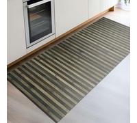 CosìCasa Tappeto Bamboo Cucina Legno Eco-Sostenibile Versatile Antiscivolo Lavabile, Ideale Per Tappeto Bagno o Da Esterno [50X200 cm, Nero - Grigio]