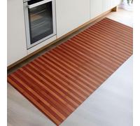 CosìCasa Tappeto Bamboo e Legno Antiscivolo Lavabile Eco-Sostenibile per Cucina, Bagno o Esterno [50X260 cm, Natural - Rustic]