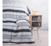 CosìCasa Telo Copridivano a Righe Colorate, Telo Arredo e Copriletto Matrimoniale in Cotone, Ideale per l'Estate - Multiuso e Pratico per la Casa, perfetto come Telo Mare o Telo Auto [170X250, Grigio]