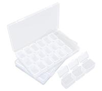 COSICS 21 scomparti organizer con strass, confezione da 2 scatole vuote in plastica con scomparti, organizer per perline, accessori per gioielli, unghie finte, pietre preziose, placcaggi
