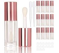 COSIDEA 14 tubetti vuoti da 6 ml per lucidalabbra fai da te, contenitori rotondi rosa con bacchetta spessa, Oro rosato, 4-4.5 Years 3X-Narrow Little Kid, Tubo