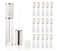 COSIDEA 15pcs Rotondo Vuoto 5ml 1.8oz Lip Gloss Tubi con bacchetta e diamante Cap Lipgloss contenitori per labbro olio imballaggio, Argento con perla, Di lusso
