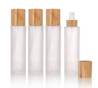 COSIDEA 4 pezzi vuoto 150 ml coperchio in bambù vetro smerigliato flacone spray con testina spray fine per profumo liquido, articoli da toeletta, contenitori di toner..