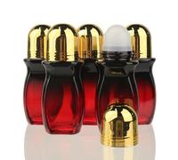 COSIDEA 5 bottiglie vuote da 50 ml 1,6 oz scuro sfumato rosso vetro corpo olio contenitore rullo bottiglie olio di ricino incenso rollerball