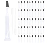 COSIDEA Set di 50 tubetti vuoti lunghi e sottili da 15 ml, con coperchio nero, trasparente, rosa, blu, viola, bianco, nero, oro, argento