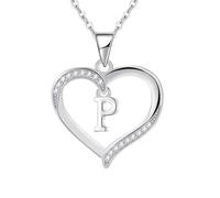 Cosie Lily Donna Ciondolo Cuore Collana con Iniziale A-Z, Argento 925 Femmina 26 Lettera Personalizzate Collane Bambina Regalo Ragazze Fidanzata Amici Figlia Compleanno P