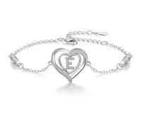Cosie Lily Pulsera De Mujer, Argento Sterling Ley 925 Bracelet Cuore Iniziale A-Z Pulseras Brazalete Regalo, Compleanno San Valentino Natale,Mamma Amigas Coppia Plata CorazóN Braccialet E