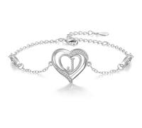 Cosie Lily Pulsera De Mujer, Argento Sterling Ley 925 Bracelet Cuore Iniziale A-Z Pulseras Brazalete Regalo, Compleanno San Valentino Natale,Mamma Amigas Coppia Plata CorazóN Braccialet J