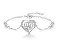 Cosie Lily Pulsera De Mujer, Argento Sterling Ley 925 Bracelet Cuore Iniziale A-Z Pulseras Brazalete Regalo, Compleanno San Valentino Natale,Mamma Amigas Coppia Plata CorazóN Braccialet W