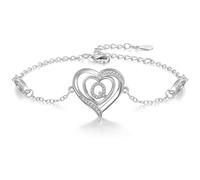 Cosie Lily Pulsera De Mujer, Argento Sterling Ley 925 Bracelet Cuore Iniziale A-Z Pulseras Brazalete Regalo, Compleanno San Valentino Natale,Mamma Amigas Coppia Plata CorazóN Braccialet Q