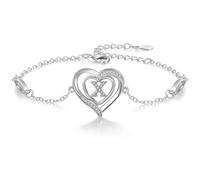 Cosie Lily Pulsera De Mujer, Argento Sterling Ley 925 Bracelet Cuore Iniziale A-Z Pulseras Brazalete Regalo, Compleanno San Valentino Natale,Mamma Amigas Coppia Plata CorazóN Braccialet X