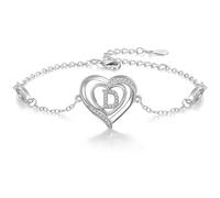 Cosie Lily Pulsera De Mujer, Argento Sterling Ley 925 Bracelet Cuore Iniziale A-Z Pulseras Brazalete Regalo, Compleanno San Valentino Natale,Mamma Amigas Coppia Plata CorazóN Braccialet D