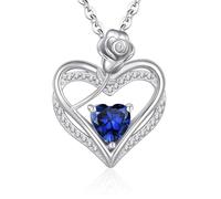 Cosie Lily Regalo Collana Argento 925 Donna, Cuore Rose Ciondolo Collane, Regali per Lei, Compleanno San Valentino Regalo Di Natale Festa Della Mamma, Blu Reale