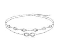 Cosie Lily San Valentino per Lei Bracciale Donna Argento 925 Pietre Nascita Infinito Bracciale Gioielli Donna Doppia Catena Bracciale Cuore Regalo San Valentino per Moglie Mamma Fidanzata Amica