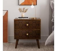 COSIEST Tavolino moderno con motivo a nido d'ape, comodino metà secolo con cassetto, piccolo tavolino in legno per camera da letto, soggiorno
