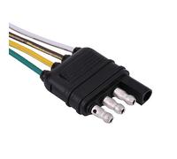 Cosiki Adattatore Connettore Spina Piatta per Rimorchio a 4 Pin con Cavo con Codice Colore per Applicazioni 6-24 V, Adatto per Rimorchio Standard Americano, PVC Nero, per Traino di Roulotte