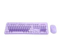 Cosiki Combo Tastiera e Mouse Wireless, Stile retrò Macchina da Scrivere da 2,4 GHz con Tasti Rotondi e Tastierino Numerico, per PC Portatile Desktop Finestra 10 8 7 (PURPLE)