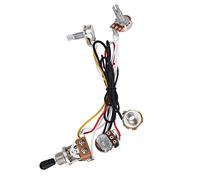 Cosiki Kit di Cablaggio per Basso per Chitarra Elettrica con Manicotto per Albero in Rame 500K, Jack per Interruttore a 3 Vie 2V1T, Cavi Anti-invecchiamento, Installazione Facile per gli