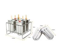 Cosiki Macchina per Ghiaccioli in Acciaio Inossidabile per Uso Alimentare 304 con Base Porta Bastoncini in Acciaio Inossidabile per Ghiaccioli Fatti in Casa Sano e Sicuro / 6 Stampi