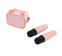 Cosiki Mini Altoparlante Karaoke 2 Microfoni Wireless per Bambini Giochi a Casa All'aperto, Giocattolo Portatile per L'educazione Precoce, Divertente Modulazione Vocale per Ragazzi e Ragazze (PINK)