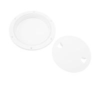 Cosiki Piastra di Coperta Rotonda, Portello per Barca da 2 Pezzi con Coperchio Rimovibile e Fori Preforati, Anello di Tenuta a Tenuta Stagna per Strutture Esterne per e Yacht per Barche Marine (WHITE)