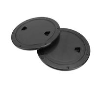 Cosiki Piastra di Coperta Rotonda, Portello per Barca da 2 Pezzi con Coperchio Rimovibile e Fori Preforati, Anello di Tenuta a Tenuta Stagna per Strutture Esterne per e Yacht per Barche Marine (BLACK)