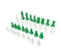 Cosiki Set di Pezzi degli Scacchi in Plastica Premium per Serate di Gioco in Famiglia 32 Pezzi di Dimensioni Standard Verdi e Bianche, Perfetti per Tutte le età (49 mm)