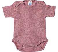 Cosilana, Body a maniche corte per neonato, 91052, in cotone/lana/seta Rosso vino mélange 86 cm-92 cm