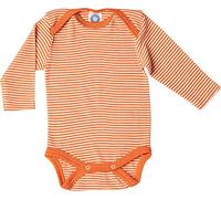 Cosilana, Body a maniche lunghe, 70% lana, 30% seta, Arancio striato, 98 cm-104 cm