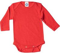 Cosilana - Body a maniche lunghe, 70% lana, 30% seta, Colore: rosso, 74/80 cm