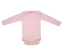 Cosilana - Body a maniche lunghe, 70% lana, 30% seta, Erica rosa, 50/56 cm