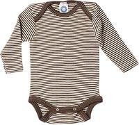 Cosilana, Body a maniche lunghe, 70% lana, 30% seta, marrone a strisce, 98 cm-104 cm