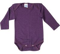 Cosilana - Body a maniche lunghe, 70% lana, 30% seta, prugna, 98/104 cm