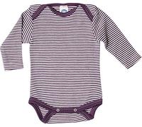 Cosilana - Body a maniche lunghe, 70% lana, 30% seta, Prugna a righe., 50/56 cm
