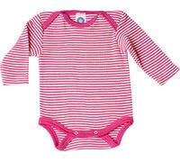 Cosilana - Body a maniche lunghe, 70% lana, 30% seta, Rosa scanalato., 86/92 cm